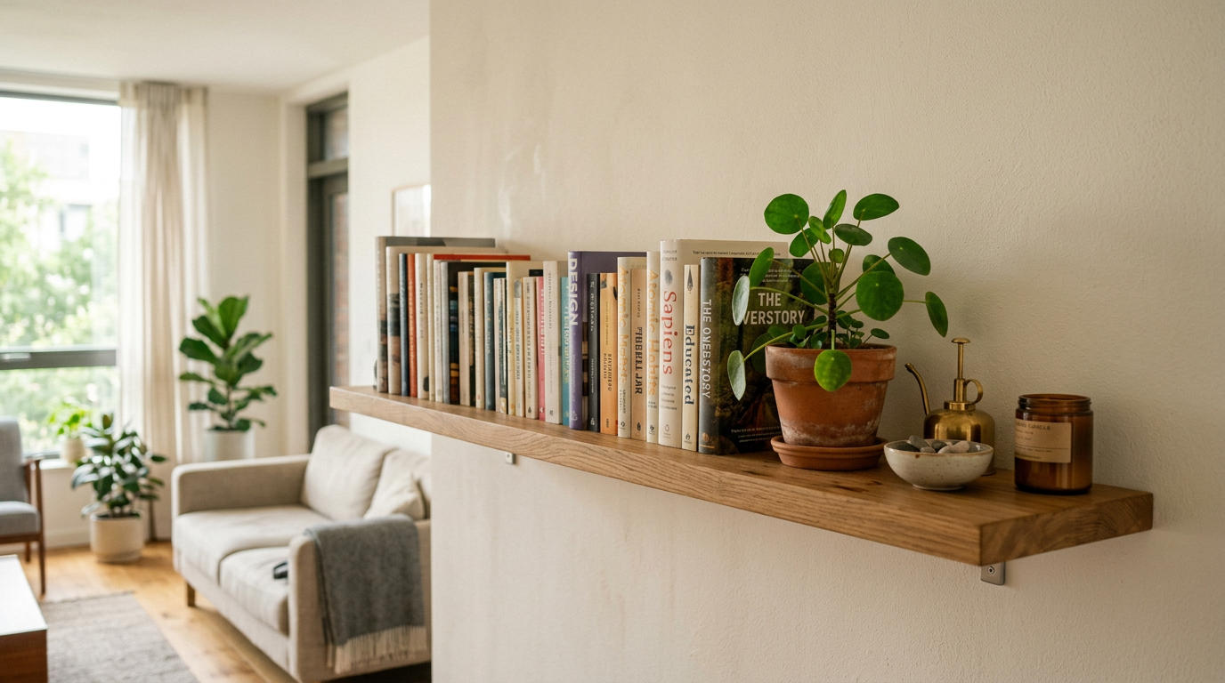 Studio shelf with books